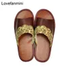 Genuine Cow Leather slippers couple indoor non-slip men women home fashion casual single shoes PVC soft soles spring summer 516