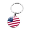 USA Stjärnor och Stripes Amerikanska flaggan Keychain Glamour Glass Dome Keyring Key Ring Punk Women Men Mode Accessoarer Keychain Souvenir Presenter