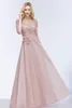 2019 New Designer Blush Pink Long Prom Dresses with Half Sleeves Beaded Appliqued Cheap Party Gowns Evening Dress Robe De Soiree2087421