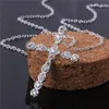 Plated sterling silver necklace 18 inches Cross shaped zircon pendant necklace DHSN668 top 925 silver plate Pendant Necklaces jewelry