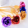 Fashion 24k Gold Foil Plated Rose Creative Gifts Lasts Forever Rose for Lover's Wedding Christmas Day Gifts Home Decoration LX6316