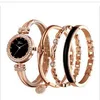 4 pièces ensemble femmes or Rose diamant Bracelet montre de luxe bijoux dames femme fille horloge décontracté Quartz montres WY1052479