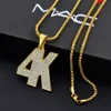 Mens Hip Hop Liga 4K Forma Pingente Colar de Ouro Completo Diamante Pingente Colares de Alta Qualidade Jóias Chain Cubana