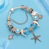 Vente en gros- perle de charme étoile de mer tortue animal perles bracelet plaqué argent Convient aux bijoux de bracelet de style Pandora