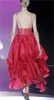 Sexy Red V Neck High Low Prom Dress Spaghetti Riets Lace Wastless Organza Ruffles Formele avondfeestjurken Vestidos de Fiesta