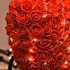 Regalo di Natale Fiore artificiale Rosa a forma di cuore con luce LED Regalo di compleanno per la fidanzata San Valentino per ragazze Decorazioni per feste PE Rosa