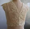 Barato !! Pérolas lace branco marfim casamento bolero jaquetas nupciais 2020 capa manga jaqueta alta jaqueta de renda para casamento noite vestido novo