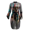 Vente 2019 robes femme fête robes de nuit femmes mode discothèque fête Sexy Club maille couleur Sequin robe de grande taille #15105