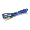 Fabric Braided flat Car Aux audio Cable Extended Auxiliary Cables for Samsung Android phone pc mp3