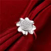 EPACKET DHL Plaqué Sterling Silver Sun Flower Zircon anneau DHSR733 Taille des États-Unis 8; Plaque d'argent à la mode 925 de la mode Trois anneaux de pierre bijoux