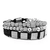 Mężczyźni bransoletka biżuteria Crown Crowns Mężczyzn Bransoletka Macrame Kulki Bransoletki dla kobiet Pulseira Masculina Pulseira Feminina Gift Dift2212