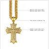 Wholesale-Long Chain Rock Hip Hop Necklace Cross Pendant Mens Jewelry Gold Silver Plated Hip hop Necklaces 90CM