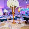 Novo estilo de casamento evento trompete alto vaso de casamento top decor metal ouro sereia best0621