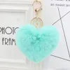 2019 Nuovo colorato a forma di cuore palla per capelli portachiavi carino simulazione capelli di coniglio chiave per auto cerchio borsa ciondolo gioielli 10 cm