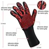 500 Celsius Heat Resistant oven Gloves Insulated Silicone Gloves for Microwave BBQ Grilling Mitts Five Fingers Anti Slip Baking Cooking Tool