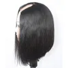 100 cheveux humains raide u partie perruques pour les femmes noires 100 cheveux péruviens non transformés en partie bob perruque complète 8017820