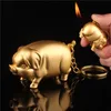 Mini kreatywny gaz lżejszy napompowany butan metalowa złota świnia modelka papierosowa starter z brelokiem Śliczne śmieszne zapalnice