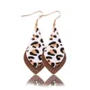 Atacado New Arrival Camadas Impressão Leopard brincos Outono Inverno Duplo Folha de couro real Dangle Brincos para as mulheres encanto presente