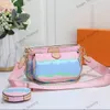 Çanta Moda Kadın Tie-Boya Baskı Omuz Çantaları 3 adet Yüksek Kalite PU Deri Zarf Zinciri Cüzdan Renkli Bayanlar Crossbody Çanta