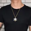 Collana con ciondolo gelato con teschio scheletro corsaro con zirconi cubici ghiacciati con catena in corda in acciaio inossidabile294O