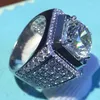 Solitaire Mannelijke Ring 4CT Diamond 925 Sterling Silver Engagement Wedding Band Ring voor Mannen Luxe Sieraden