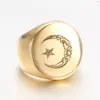 Nuovi ragazzi Titanio Acciaio inossidabile Oro Argento Vintage Luna Sole Stella Uomo Dito nuovo Anello Amanti Regali per fidanzato Marito Wholes277f