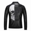 2019 Giacche in pelle da uomo tuta sportiva di alta qualità Skull Patterned primavera inverno Biker moto in eco-pelle PU cappotto per uomo
