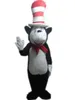 2019 Factory Outlets, un disfraz de mascota de ratón negro con un sombrero alto para que lo use un adulto