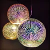 Klassisk design LED-lampa Hängsmycke Ljusdiameter 15 / 20cm 3d Färgrik pläterad glas spegelboll hängande ljusarmatur