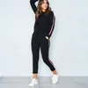 Women Fashion Solid Tracksuit Sports Long Sleeve Sweatshirts Fleece Joggers 2-piece Running Set Workout Gym Autumn