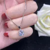 100 Real 925 Solid Silver Pendant Necklace Round Luxury 8mm 20ct Zirconia Diamond Fine Jewelry For Women Gift3697880