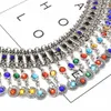 US Warehouse Truthahn sexy mit bunten Strass Taillenkette Münzheizte Bauch Beach Tanzzubehör Taillenkette Körperschmuck