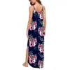 Women Spaghetti Strap Maxi Dresses Split Sleeveless Summer Boho Floral Print Casual Beach Swing Dress Loose Beachwear