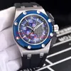 6 Sälj Herrklockorna 48 mm offshore 26568 Rostfritt stålfodral VK Quartz Chronograph Working Rubber Strap Men's Watche326G