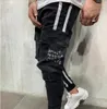 Herren-Jeans, schwarze Herrenhose für Herren, Hip-Hop-Löcher, zerrissene Biker-Jeans mit schmaler Passform und Reißverschluss, Distressed-Jeans