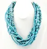 Multi-Strands Blue Magnesite Turquoise Bib Heavy Ketting 20.5 "Gratis verzending