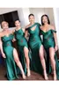 Sexy Groene Vlek Bruidsmeisjes Jurken 2021 Backless Mermaid Jurk Splitsen Schouder Bruiloft Vestidos de Fiesta