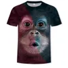 T-shirt da uomo 3D stampato animale scimmia maglietta manica corta design divertente casual supera i t maschio Halloween t shirt266e