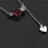 Collier en argent sterling plaqué 18 pouces Collier pendentif en zircon rouge en forme de coeur DHSN522 Top 925 plaque d'argent Pendentif Colliers bijoux