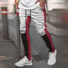 Мужские Motocross Trackpants Slim Fit Упругая талия Двойные полосатые днища ретро модные спортивные штаны мужские брюки новые