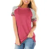 Maternity Striped Tees Pielęgniarstwo Topy Krótkie Leopard Rękaw Round Neck Bluzki T Shirt Ubrania Casual Credni Clothings M859