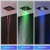 Salle de bains Bluetooth Musique Ensemble de douche Plafond Coloré LED Panneaux aériens Pluie Cascade Pomme de douche Mitigeur thermostatique Inverseur Robinets