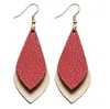 Leather ear ring set teardrop petals leaf leather pendant earrings female girl fashion elegant