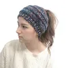 Fashion Woman Colorful Knitted Ponytail Hats Warm Crochet Yarn Knitting Widened Blank Top Wool Hat Cover Girl Headbands