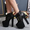 Woman ankle booties designer luxury boots Black Buckle Platform Boots chunky heel motocycle boots 16cm size 34 to 40