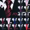 Fast Shipping Tie Set Red Black Blue Pink Silk Wholesale Necktie Hanky Cufflinks Classic Silk Jacquard Woven Men's Tie Set Wedding Business