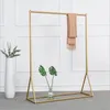 Golden clothing rack display rack gold clothes rail shelf floor-standing children's women's cstore