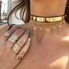 32 + 8 cm Hip-Hop-Bling Gold gefüllte Damen-Halsband Miami Cuban Link-Kette mit Starburst-Stern-Charm-Halsketten