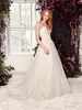 Simple A Line Rita Vinieris Bohemian Dresses Strapless Sleeveless Sash Ruched Tulle Lace Wedding Gowns Sweep Train robe de mariée