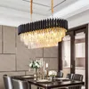 Lustre en cristal d'île de cuisine moderne pour les lustres en cristal de salle à manger de luxe suspendus pendentif LED éclairage noir UPS220S